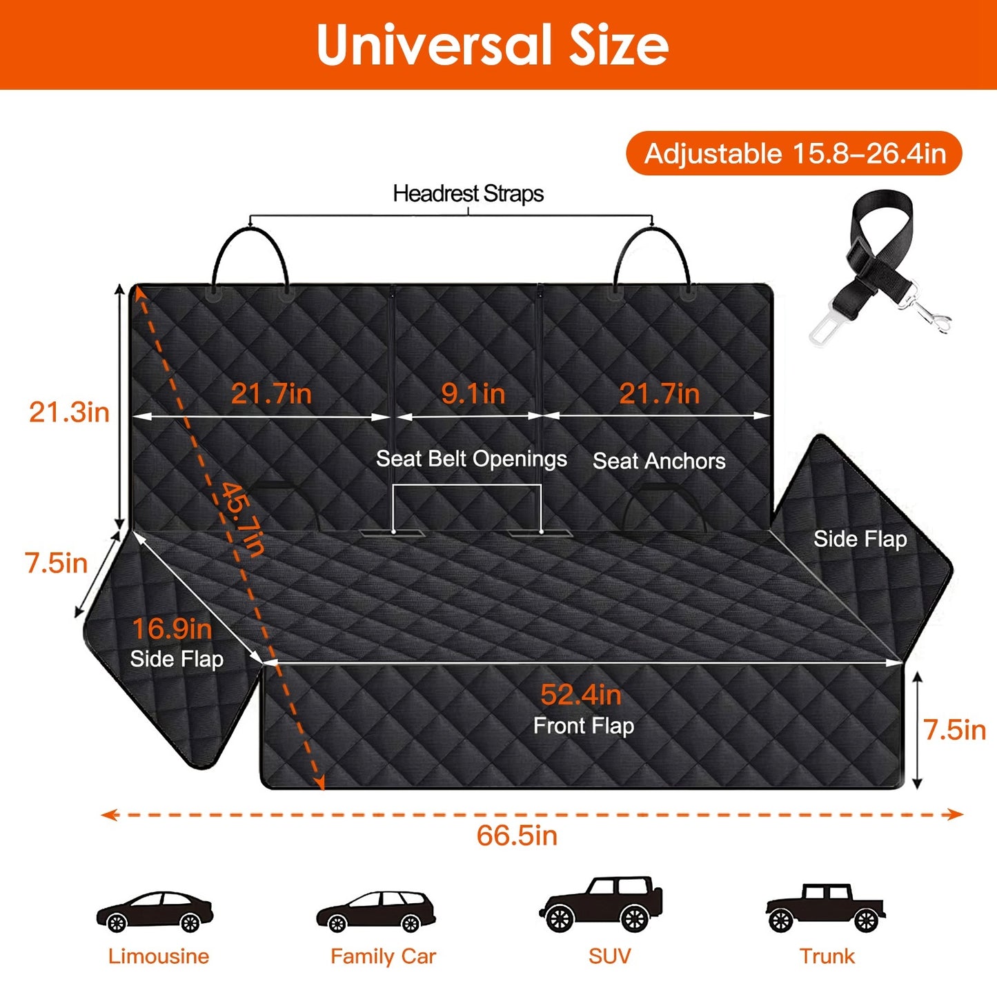Car Seat Cover W. Seat Belt